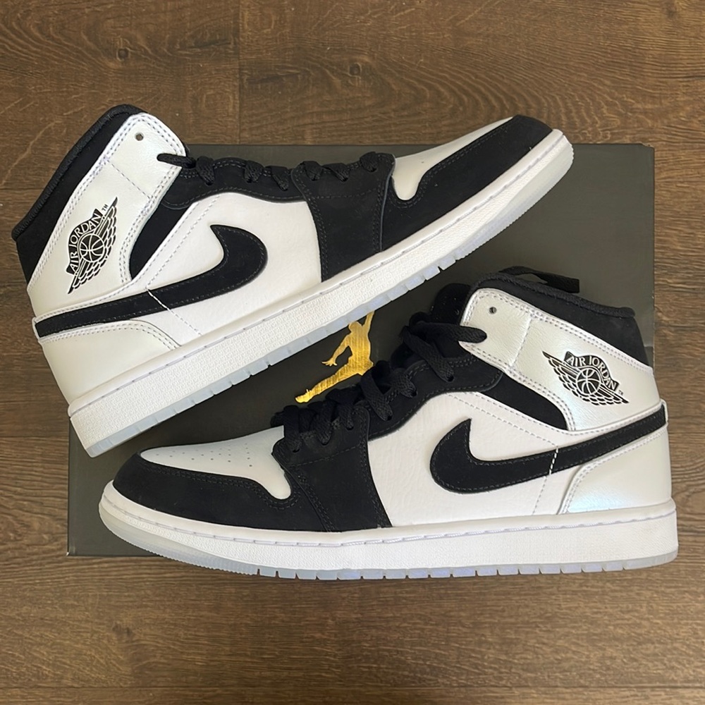 Authentic Men’s Air Jordan 1 Diamond 💎 Black White Multicolor